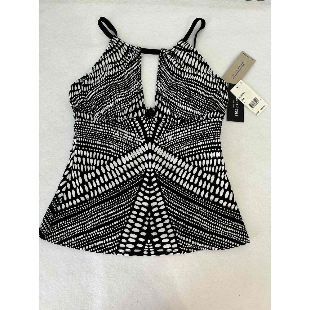 Kenneth Cole Tankini Top Small Black White Pool Beach Resort Cruise‎